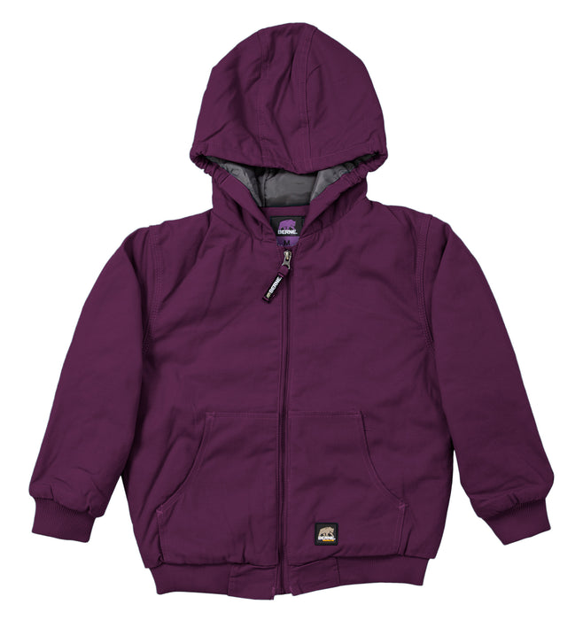 Berne Youth Unisex Highland Softstone Duck Hooded Plum 100% Cotton Jacket