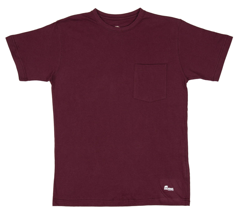 Berne Mens Maroon 100% Cotton Heavyweight Pocket Tee