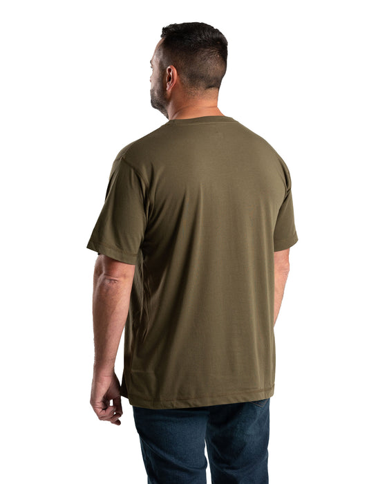 Berne Mens Outdoor Logo Cedar Green Cotton Blend S/S T-Shirt