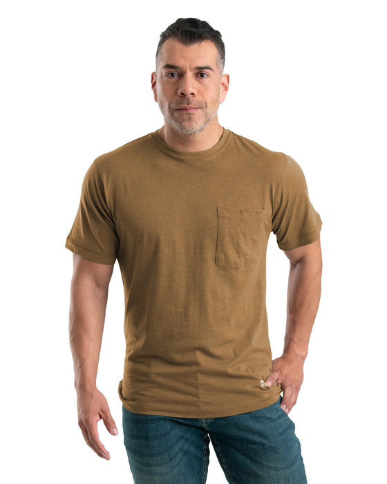 Berne Apparel Mens Performance Pocket Tee Brown Cotton Blend L/S T-Shirt