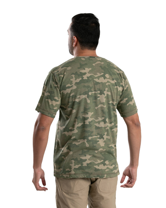 Berne Mens Performance Pocket Tee Forest Camo Cotton Blend S/S T-Shirt