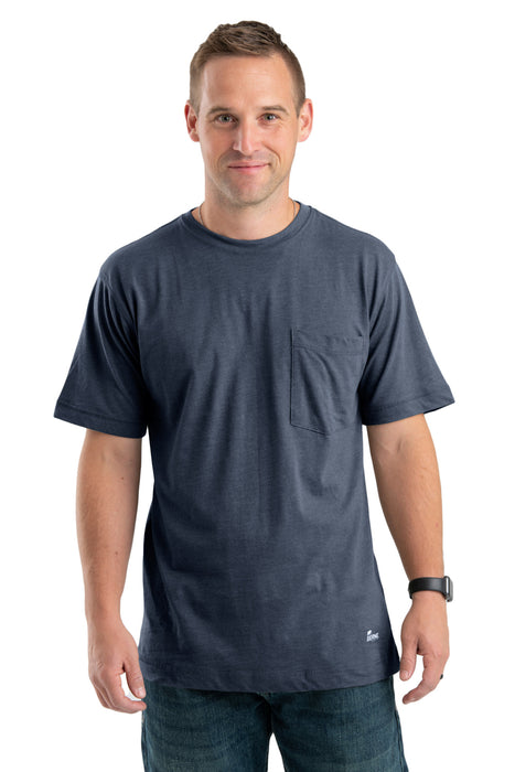 Berne Mens Space Blue Cotton Blend Performance Pocket Tee S/S