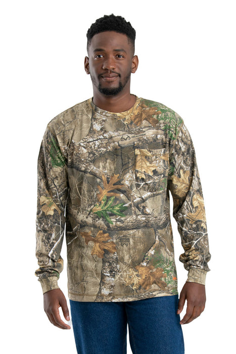 Berne Mens Realtree Edge Cotton Blend Lightweight Performance Tee L/S