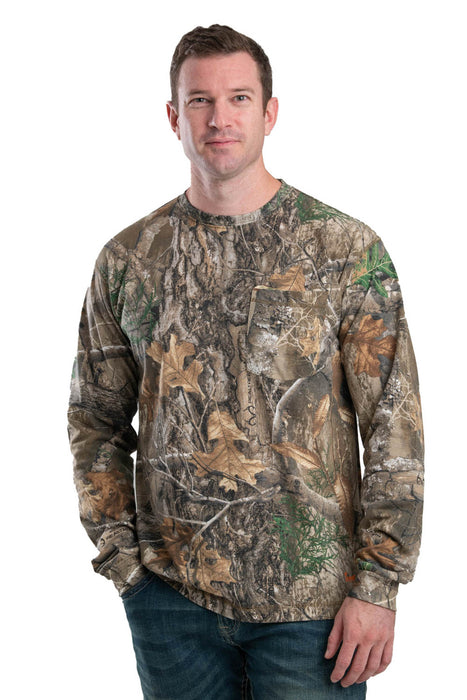 Berne Mens Realtree Edge Cotton Blend Lightweight Performance Tee L/S