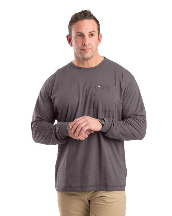 Berne Mens Slate Cotton Blend Lightweight Performance Tee L/S