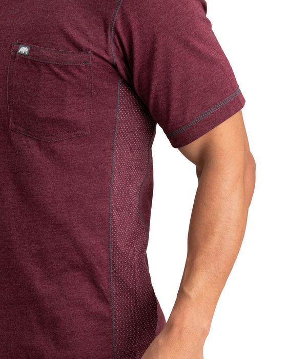 Berne Mens Maroon Cotton Blend WorkVent Performance Pocket Tee S/S