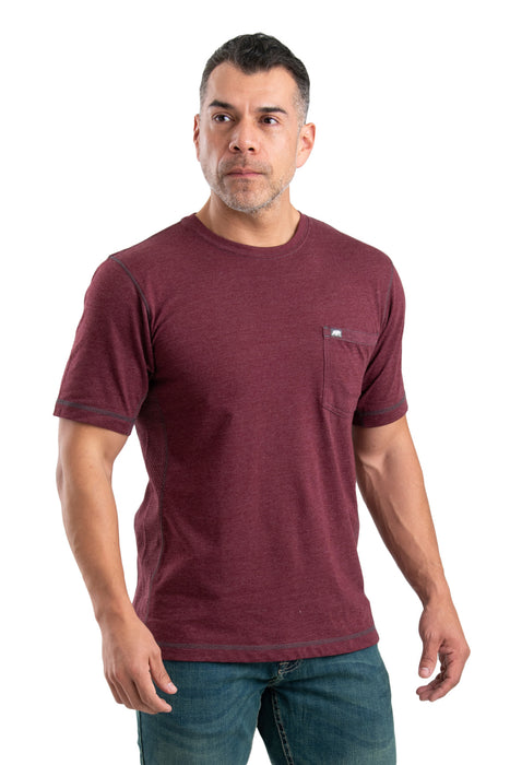 Berne Mens Maroon Cotton Blend WorkVent Performance Pocket Tee S/S