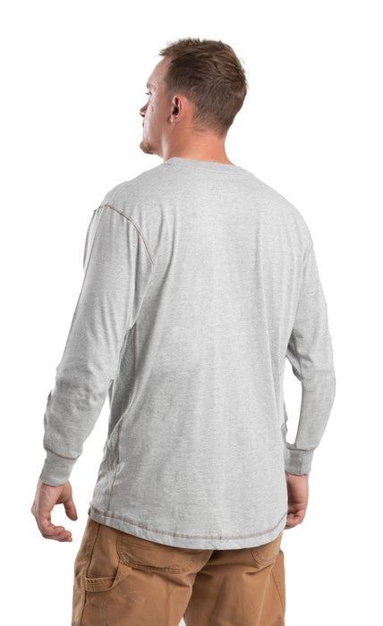 Berne Mens Grey Cotton Blend WorkVent Performance Pocket Tee L/S