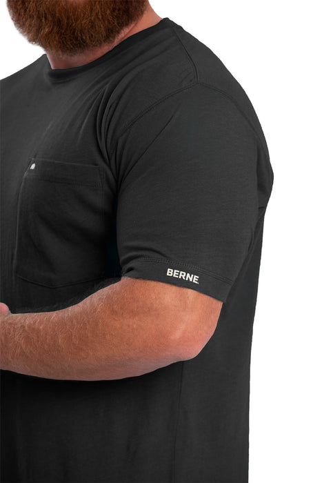 Berne Mens Highland Heavyweight Pocket Black 100% Cotton S/S T-Shirt