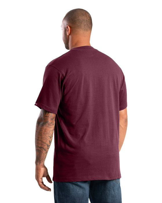 Berne Mens Highland Heavyweight Pocket Burgundy 100% Cotton S/S T-Shirt