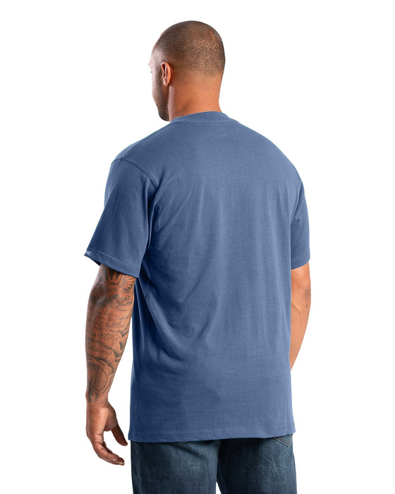 Berne Mens Highland Heavyweight Pocket Dusted Navy Cotton Blend S/S T-Shirt