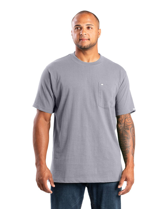 Berne Mens Highland Heavyweight Pocket Smoke 100% Cotton S/S T-Shirt