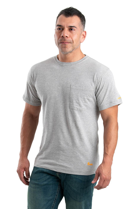 Berne Mens Grey 100% Cotton Lightweight Performance Tee S/S