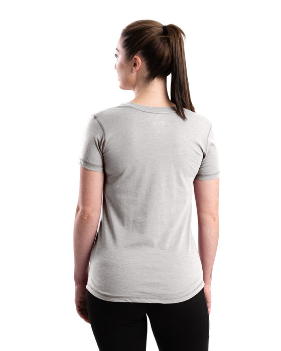 Berne Womens Performance V-Neck Grey Cotton Blend S/S T-Shirt