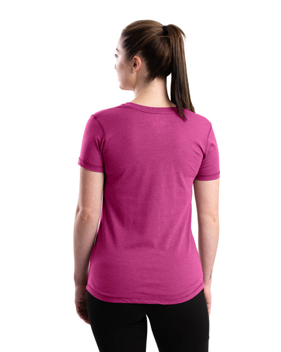 Berne Light Magenta Cotton Blend Womens Performance V-Neck Tee S/S