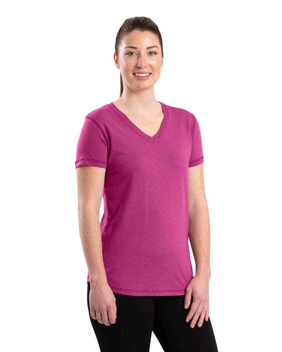 Berne Light Magenta Cotton Blend Womens Performance V-Neck Tee S/S