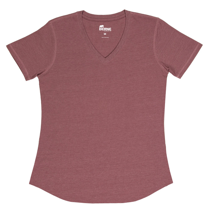 Berne Mauve Cotton Blend Ladies Lightweight Performance V-Neck S/S