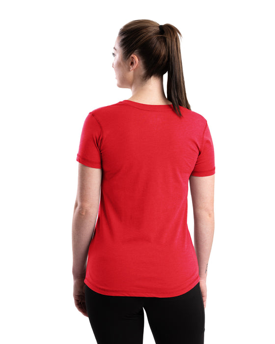 Berne Womens Performance V-Neck Tomato Cotton Blend S/S T-Shirt