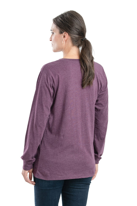 Berne Womens Performance V-Neck Mauve Cotton Blend L/S T-Shirt