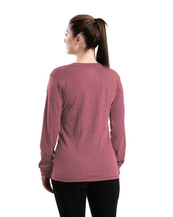 Berne Womens Performance V-Neck Mauve Cotton Blend L/S T-Shirt