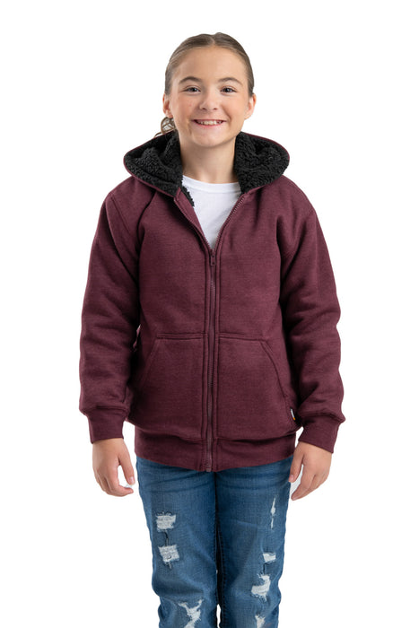 Berne Womens Sherpa-Lined Sweatshirt Cabernet Cotton Blend Hoodie