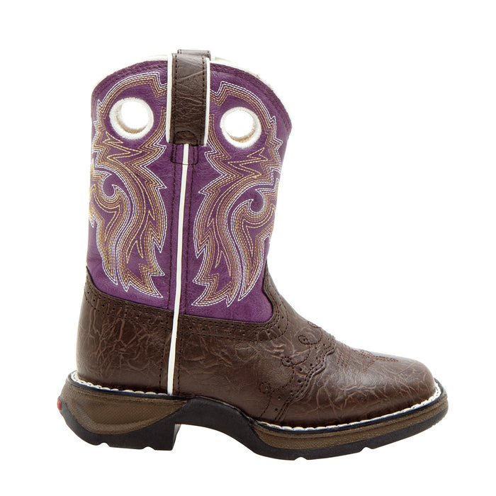 Lil' Flirt by Durango Girls Purple Faux Leather Lacey Western Cowboy Boots