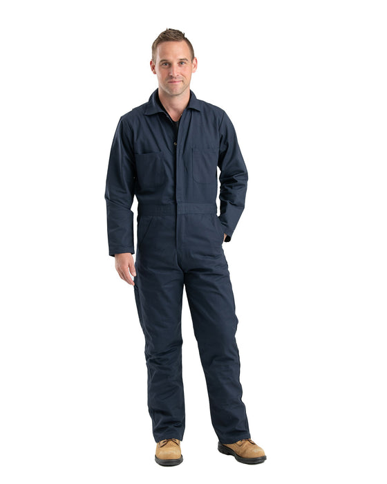 Berne Mens Heritage Unlined Twill Navy Cotton Blend Work Coverall