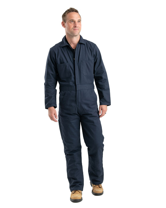 Berne Mens Heritage Unlined Twill Navy Cotton Blend Work Coverall