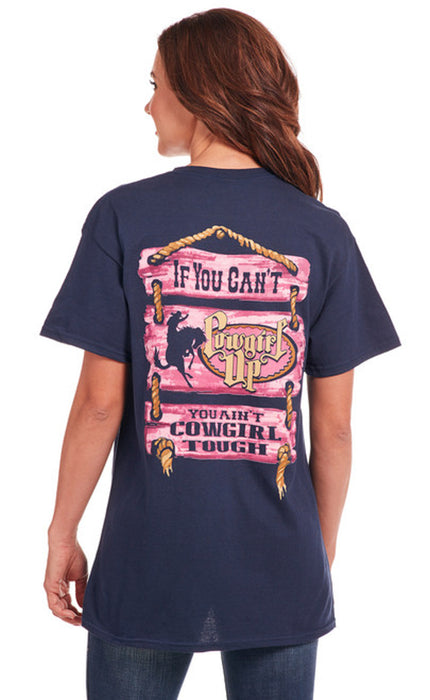 Cowgirl Up Womens Tough Boyfriend Navy 100% Cotton S/S T-Shirt