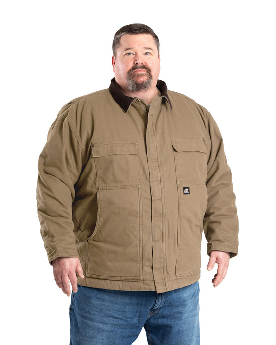 Berne Mens Heartland Washed Chore Dark Khaki 100% Cotton Coat