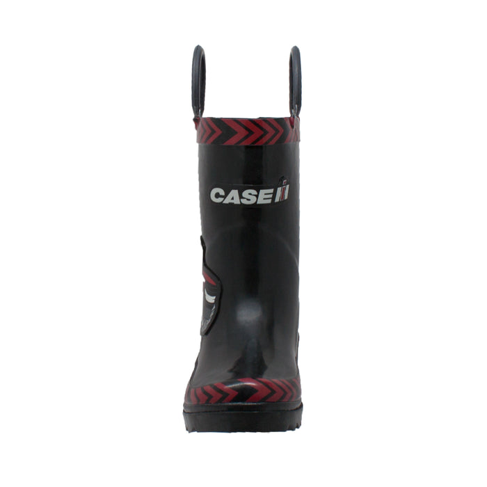 Case IH Kids Boys Black/Red Rubber Work Boots