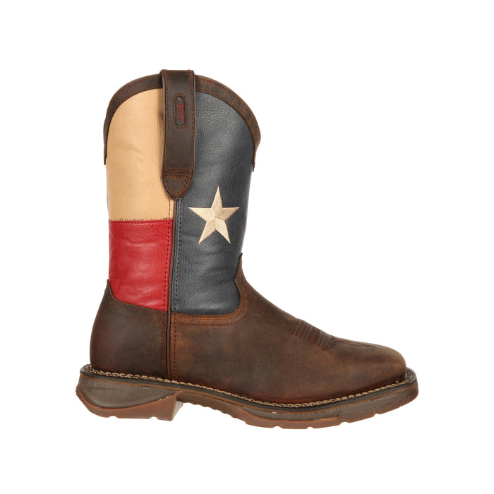 Durango Mens Rebel Steel Toe Dark Brown/Texas Flag Leather Work Boots