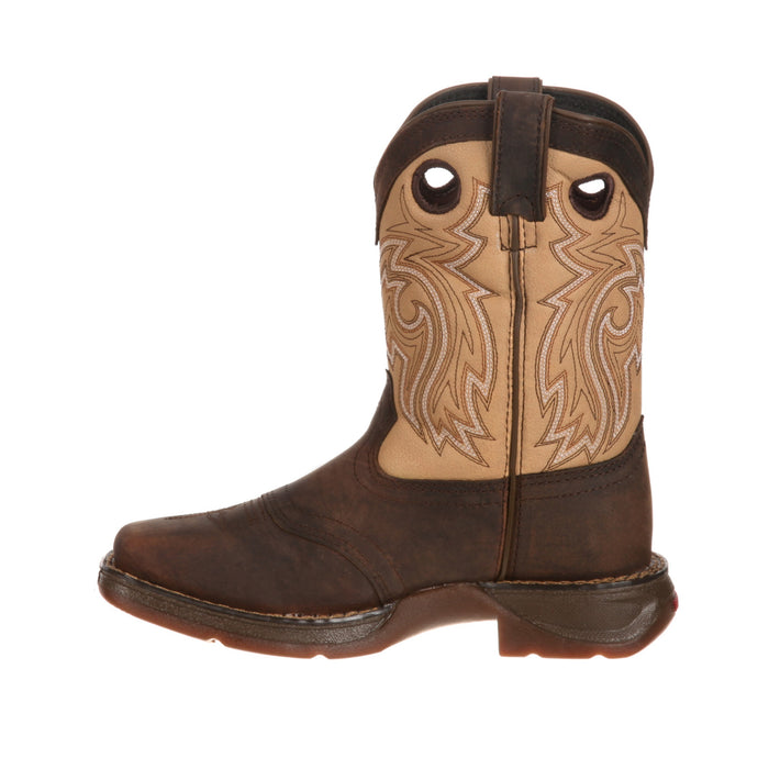 Lil Durango Big Kids Brown/Tan Leather Saddle Western Cowboy Boots