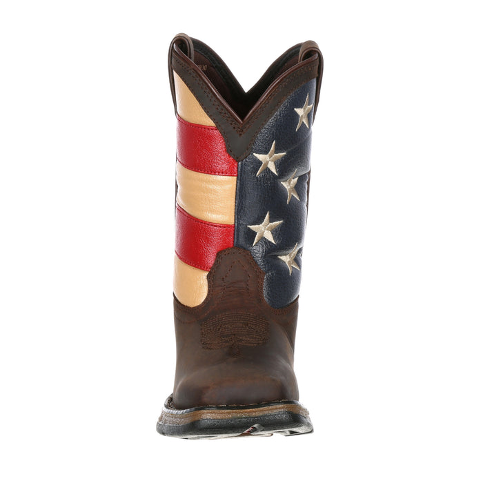 Durango Kids Unisex Lil Rebel Western Brown/Union Flag Leather Cowboy Boots