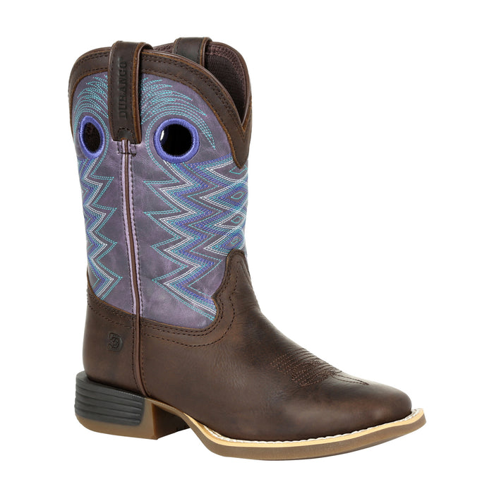 Durango Youth Dark Earth/Amethyst Leather Lil Rebel Pro Cowboy Boots