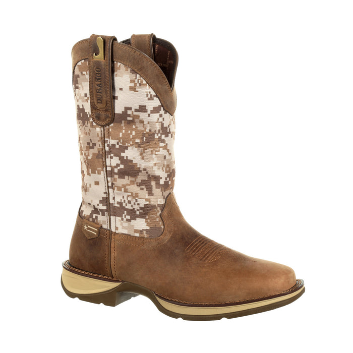 Durango Mens Rebel Pull On Western Dusty Brown/Camo Leather Cowboy Boots