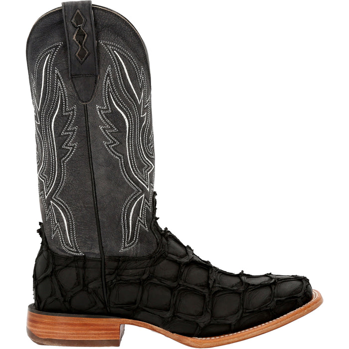 Durango Mens Premium Western Matte Black Pirarucu Cowboy Boots