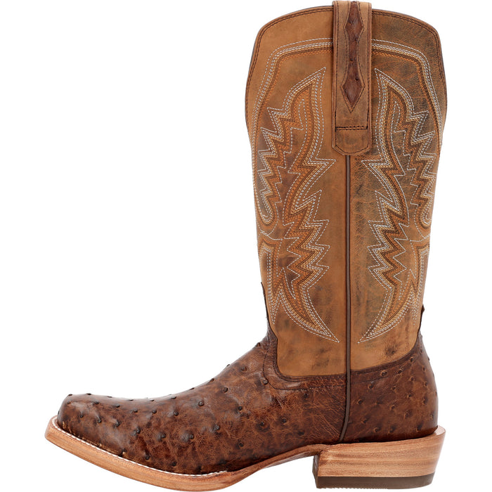 Durango Mens PRCA Western Kango Tobacco Full Quill Ostrich Cowboy Boots