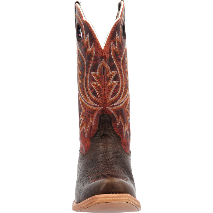 Durango Mens PRCA Western Nicotine/Burnt Sienna Shrunken Bison Cowboy Boots