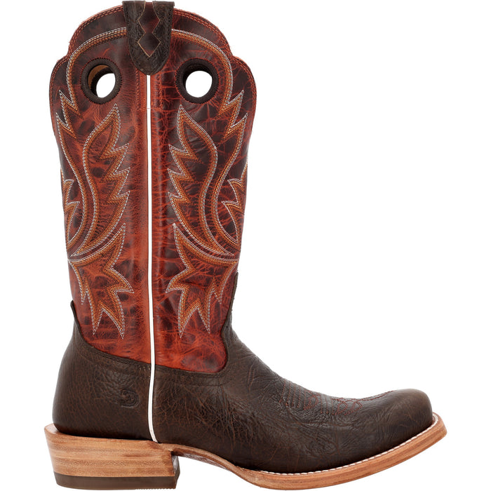 Durango Mens PRCA Western Nicotine/Burnt Sienna Shrunken Bison Cowboy Boots