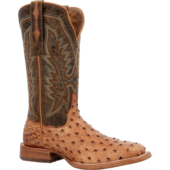 Durango Mens PRCA Western Antiqued Saddle Full Quill Ostrich Cowboy Boots