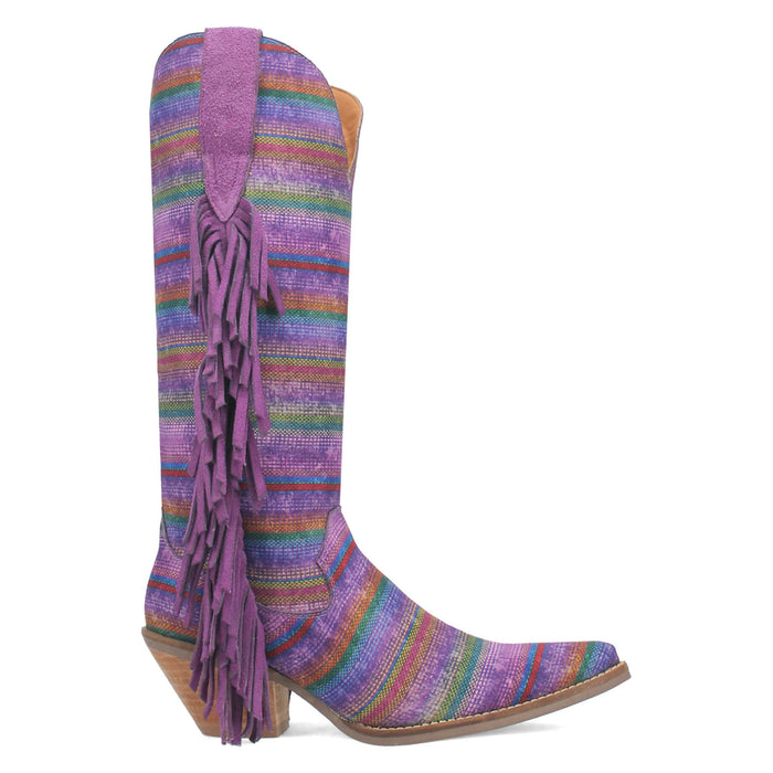 Dingo Womens Hot Tamale Purple Multi Textile Fringe Cowboy Boots