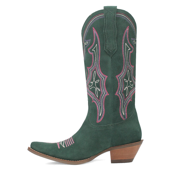 Dingo Womens Hot Sauce Green Suede Cowboy Boots