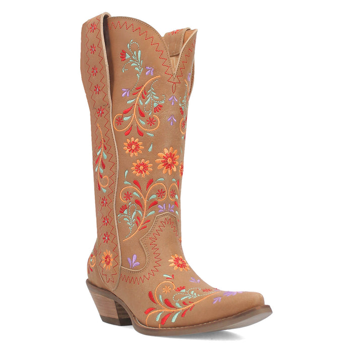 Dingo Womens Beetle Juice Camel Leather Cowboy Boots