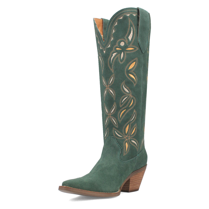 Dingo Womens Bandelera Green Suede Cowboy Boots