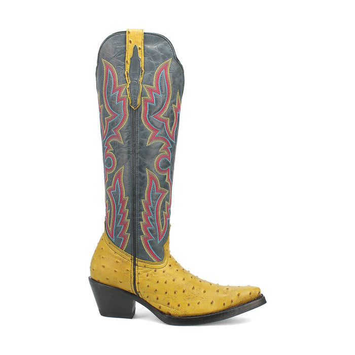 Dingo Womens Selene Yellow/Blue Leather Cowboy Boots