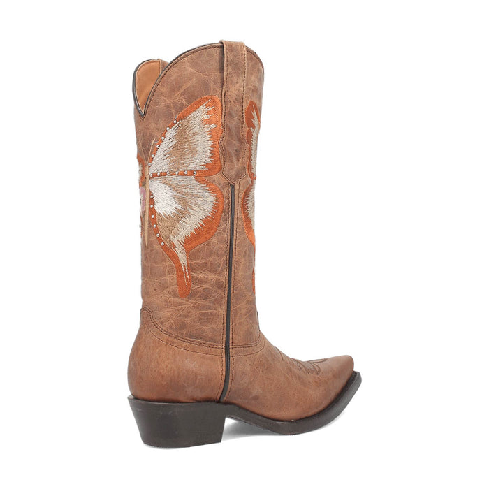 Dingo Womens Duchess Butterfly Brown Leather Cowboy Boots