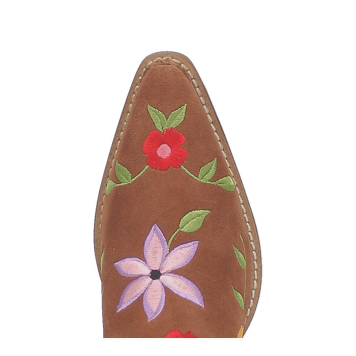 Dingo Womens Flower Power Brown Suede Cowboy Boots