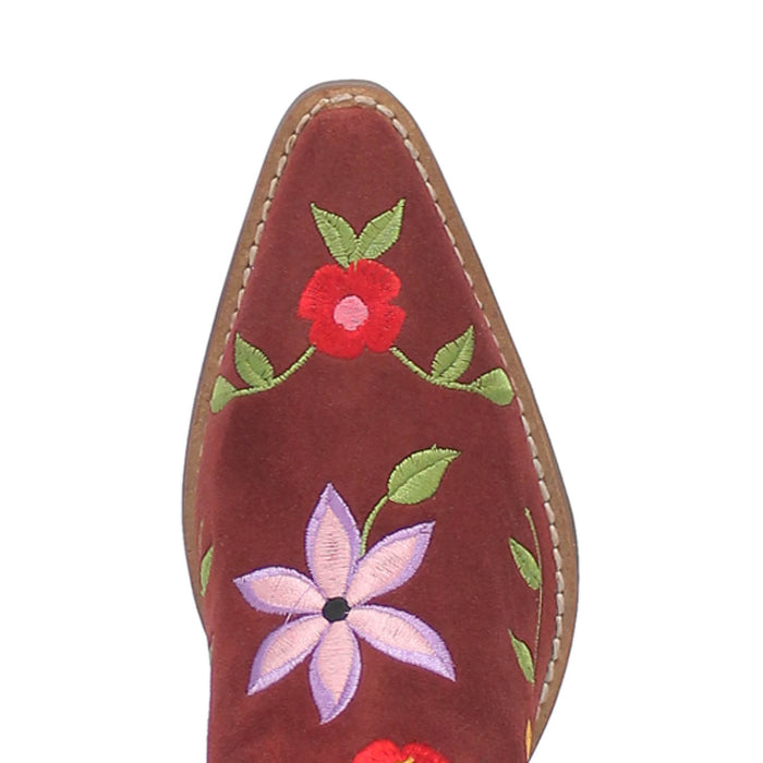 Dingo Womens Flower Power Burgundy Suede Cowboy Boots