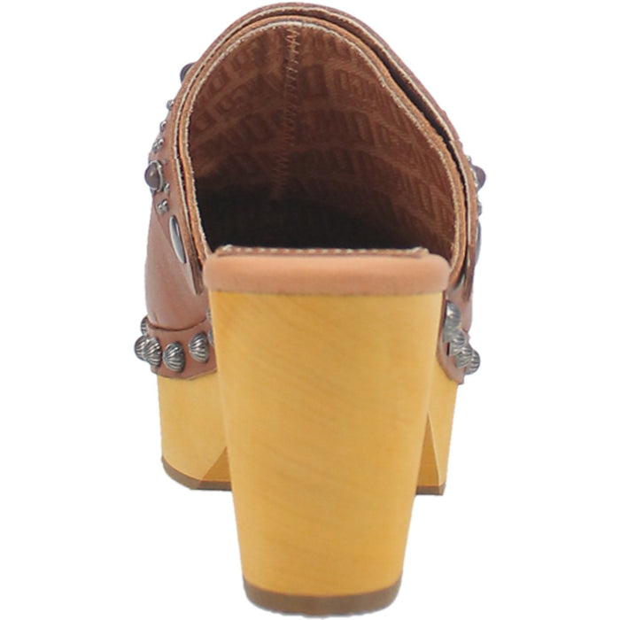 Dingo Womens Deadwood Tan Leather Studs Clogs Shoes